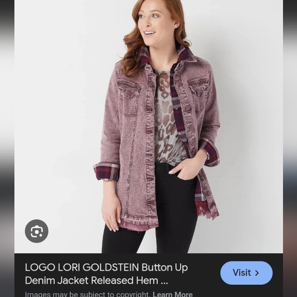 Jackets & Blazers - NWT.LOGO Lori Goldstein purple Stretch Denim Jacket.Pit To Pit 19"